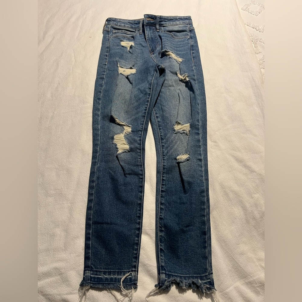 GUESS BLUE DESTROYED SKINNY JEANS